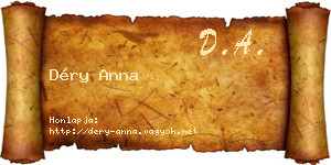 Déry Anna névjegykártya